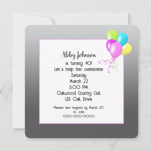 40e verjaardag Panda Beer met Hula Hoop Kaart (Achterkant)