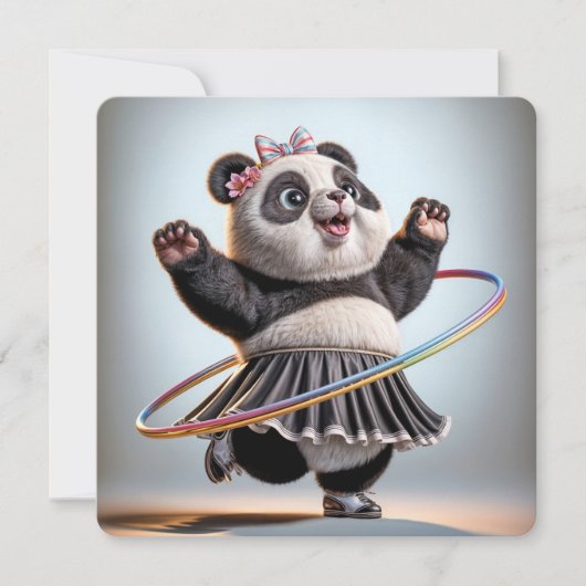 40e verjaardag Panda Beer met Hula Hoop Kaart (Voorkant)