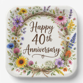 40e verjaardag Papieren borden, Veertigste Huwelij Bordje