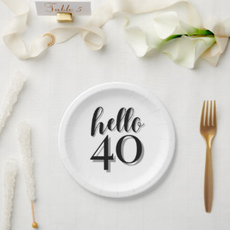 40e verjaardag papieren bordje