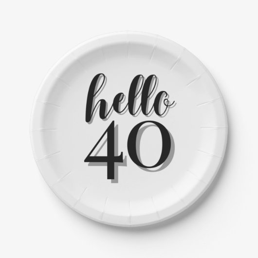 40e verjaardag papieren bordje (Voorkant)