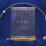40e verjaardag Partij 40 donkerblauw gouden gasten Notitieboek<br><div class="desc">Een 40e Birthday Party informeel gastboek voor hem,  jongen,  man in donkerblauwe,  marineblauwe achtergrond. De blauwe kleur is ongelijk. Met een gouden lijst en gouden confetti sprinkle,  gouden gekleurde letters. Het titel Boek van de Gast wordt geschreven met modern hand lettered stijlmanuscript. Sjabloon voor een naam,  leeftijd 40,  datum.</div>