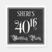 40e verjaardag Partij — Fancy Manuscript + de Naam Servet (Voorkant)
