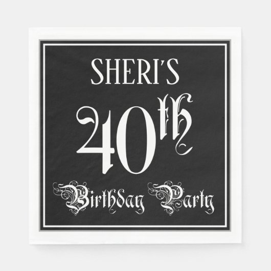 40e verjaardag Partij — Fancy Manuscript + de Naam Servet (Voorkant)