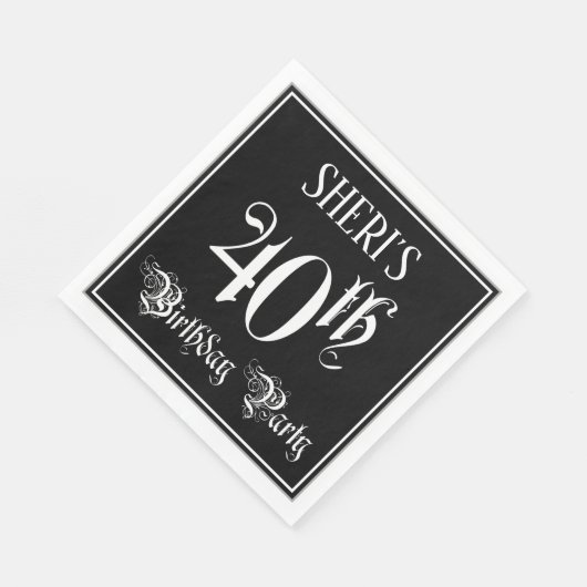 40e verjaardag Partij — Fancy Manuscript + de Naam Servet (Hoek)