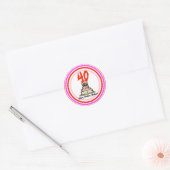 40e verjaardag Party Cake on Fire gepersonaliseerd Ronde Sticker (Envelop)
