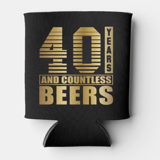 40e verjaardag Party Favor Terug en Goud Blikjeskoeler (Voorkant)