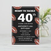 40e Verjaardag Party Football Black Dad Sport Kaart (Staand voorkant)