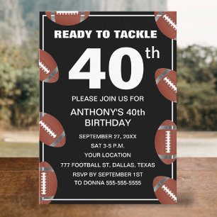 40e Verjaardag Party Football Black Dad Sport Kaart