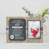 40e Verjaardag Party Golf Ball Foto Golfen Uitnodi Kaart (Staand voorkant)