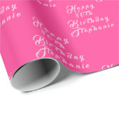 40e Verjaardag Party Naam Hot Pink Modern Patroon Cadeaupapier (Rol Hoek)