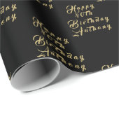 40e verjaardag Party Naam Zwart Modern Patroon Cadeaupapier (Rol Hoek)