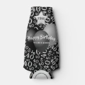 40e verjaardag Party Nummer Patroon Zwart-wit Flesjeskoeler (Voorkant)
