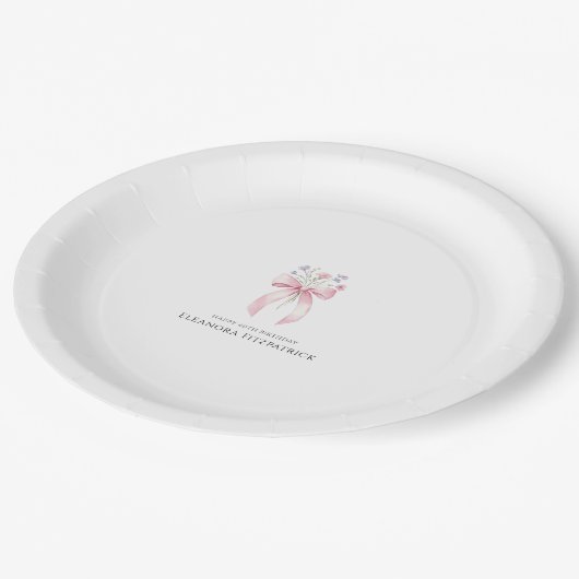 40e Verjaardag Party Paper Borden Bow Wildflower Papieren Bordje (Gekanteld)