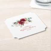 40e Verjaardag Party Red Rose Pink Peony Custom Kartonnen Onderzetters (Gekanteld)