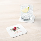 40e Verjaardag Party Red Rose Pink Peony Custom Kartonnen Onderzetters (Insitu)