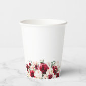 40e Verjaardag Party Red Rose Pink Peony Custom Papieren Bekers (Achterkant)