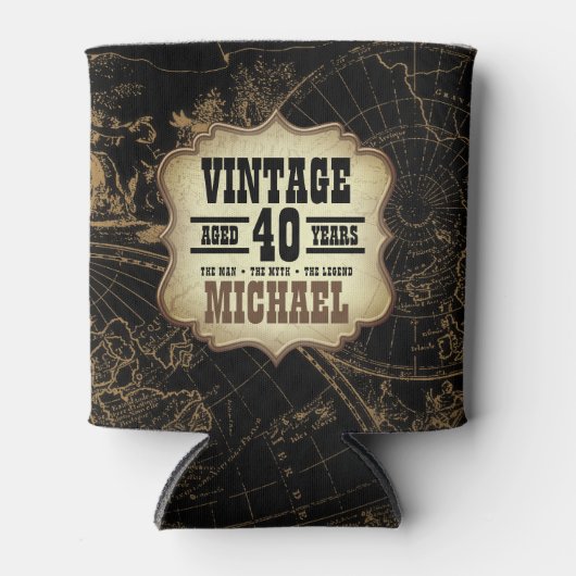 40e Verjaardag Party Thema Wereldkaart Blikjeskoeler (Voorkant)