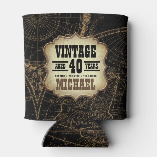 40e Verjaardag Party Thema Wereldkaart Blikjeskoeler (Achterkant)