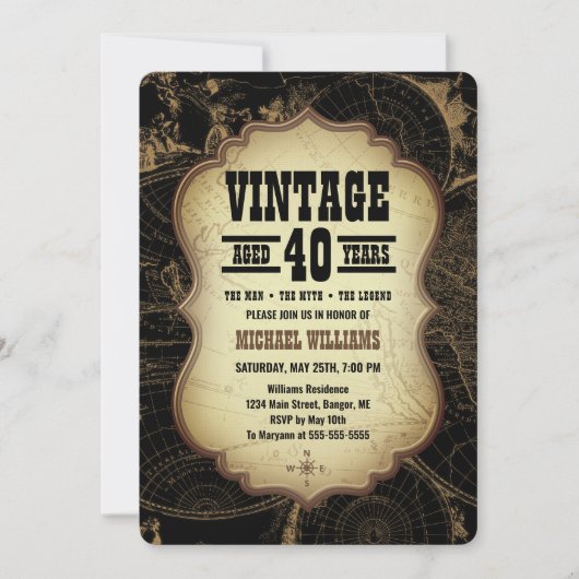 40e Verjaardag Party  Thema Wereldkaart Kaart (Voorkant)