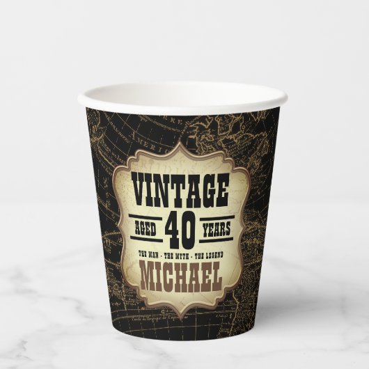 40e Verjaardag Party  Thema Wereldkaart Papieren Bekers (Voorkant)