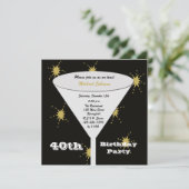 40e verjaardag Party uitnodiging Goud 40e Toast (Staand voorkant)