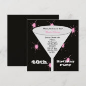 40e verjaardag Party uitnodiging Roze 40e Toast (Voorkant / Achterkant)