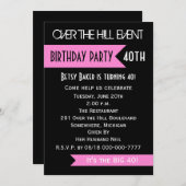 40e verjaardag Party Uitnodiging Roze Over de Heuv (Voorkant / Achterkant)