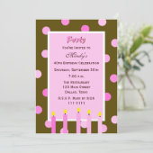 40e verjaardag Party uitnodiging roze polka stippe (Staand voorkant)