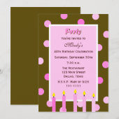 40e verjaardag Party uitnodiging roze polka stippe (Voorkant / Achterkant)