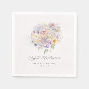 40e Verjaardag Party Waterverf Bloemen Custom Servet