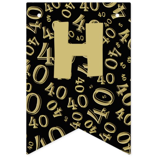 40e verjaardag Pattern Gold en Black Vlaggetjes (Tweede vlag)