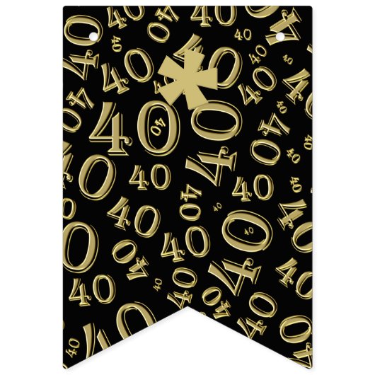 40e verjaardag Pattern Gold en Black Vlaggetjes (Eerste vlag)