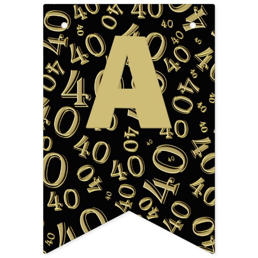40e verjaardag Pattern Gold en Black Vlaggetjes (Derde vlag)