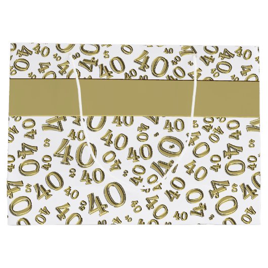 40e verjaardag Pattern Gold/White 40 Groot Cadeauzakje (Achterkant)