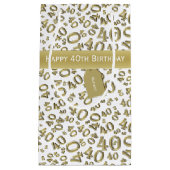 40e verjaardag Pattern Gold/White 40 Klein Cadeauzakje (Voorkant)