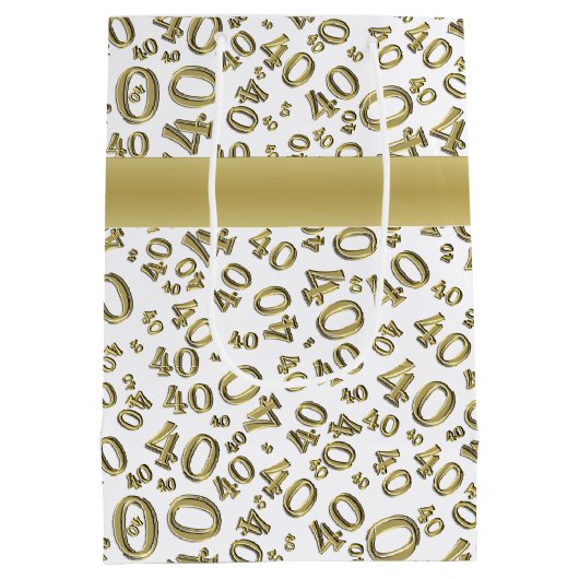 40e verjaardag Pattern Gold/White 40 Medium Cadeauzakje (Achterkant)
