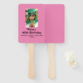 40e verjaardag Persoonlijke foto roze Handwaaier (Voorkant en achterkant)