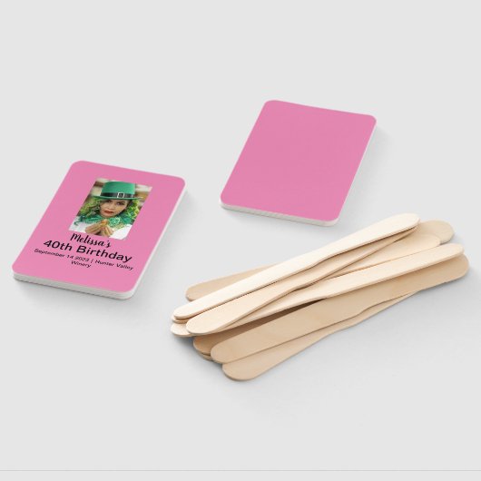 40e verjaardag Persoonlijke foto roze Handwaaier (Niet-gemonteerd)