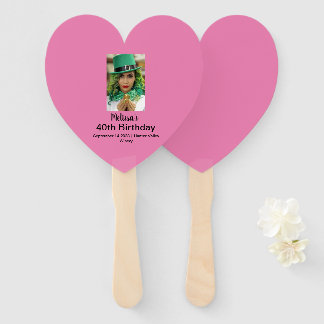 40e verjaardag Persoonlijke foto roze Handwaaier