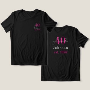 40e Verjaardag Persoonlijke Naam Zwart Heet Roze Tri-Blend Shirt