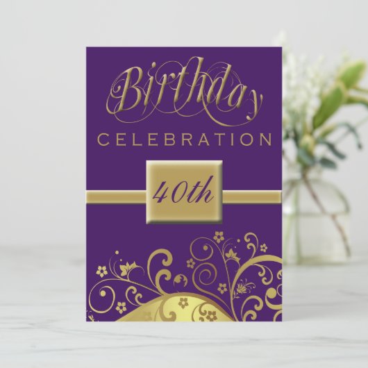 40e verjaardag Persoonlijke uitnodiging (Staand voorkant)