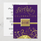 40e verjaardag Persoonlijke uitnodiging (Voorkant / Achterkant)