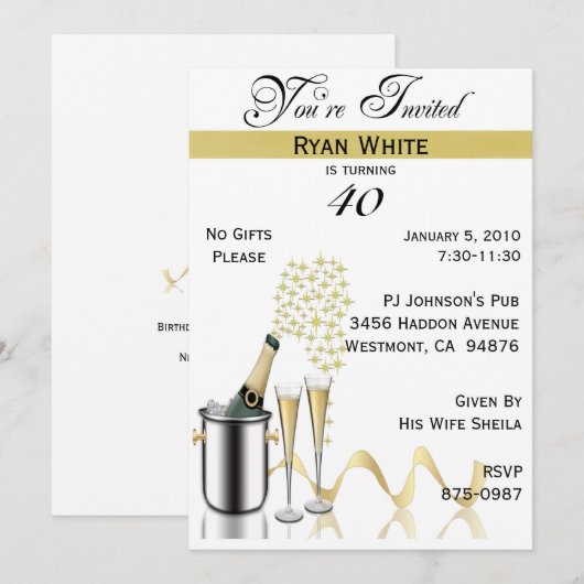 40e verjaardag Persoonlijke uitnodiging (Voorkant / Achterkant)