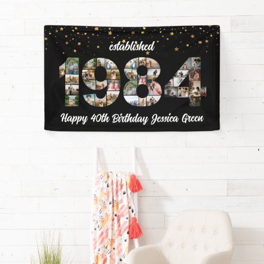 40e verjaardag Photo Collage opgericht 1984 Spandoek (Insitu)