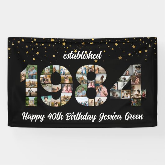40e verjaardag Photo Collage opgericht 1984 Spandoek (Horizontaal)