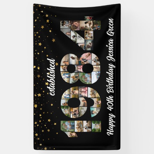 40e verjaardag Photo Collage opgericht 1984 Spandoek (Verticaal)