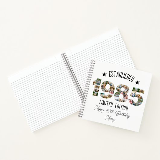 40e verjaardag Photo Collage opgericht 1985 Notitieboek (Binnen)