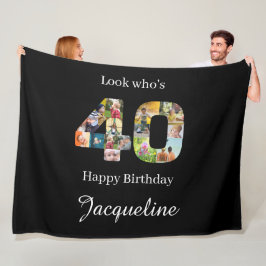40e verjaardag Photo Collage Sjabloon Fleece Deken