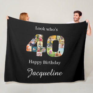 40e verjaardag Photo Collage Sjabloon Fleece Deken